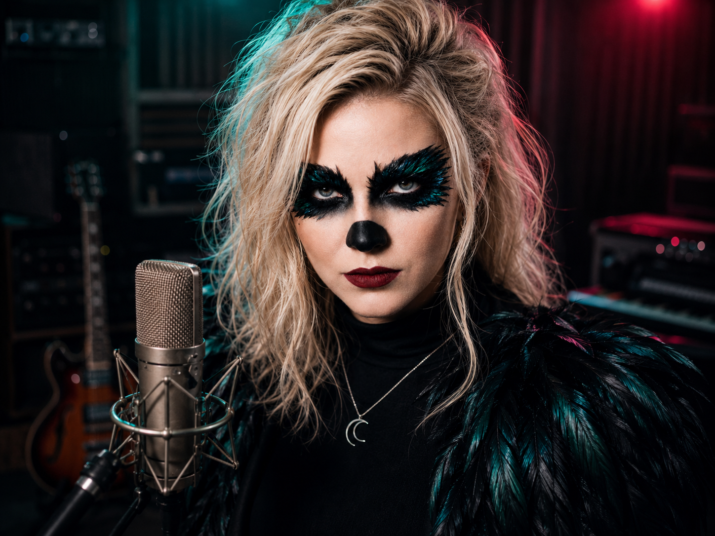 Clarapetra musician and recording artist in a recording studio portrait